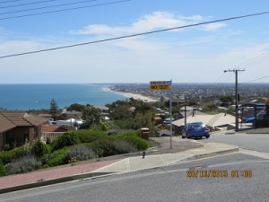 View looking North, Adelaide Coast and power lines