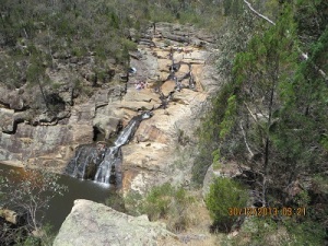 Woolshed Falls: people enjoying the waterhole
