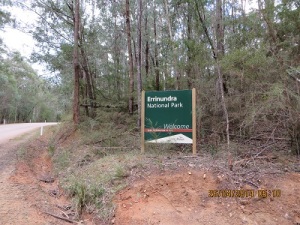 The Welcome sign for Errinundra NP